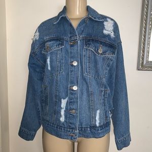 forever 21 distressed oversized jean jacket